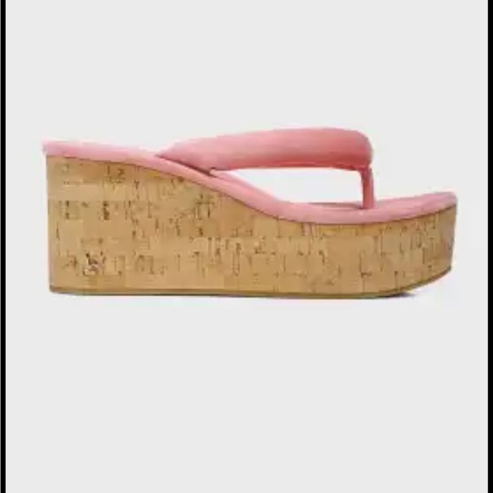 Veronica Beard Thong Platform Wedge‎ Pink Suede 8.5